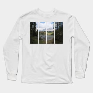 The fabulous alpine lake of Carezza in the Dolomites (Bolzano). Lovely place in the Italian Alps. Reflections in the water. View from the shore. Sunny spring day. Trentino Alto Adige Long Sleeve T-Shirt